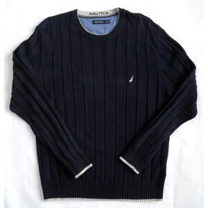 Nautica Sweater Mens Cable Knit Blue Crewneck Pullover Cotton XXL